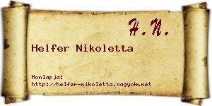 Helfer Nikoletta névjegykártya